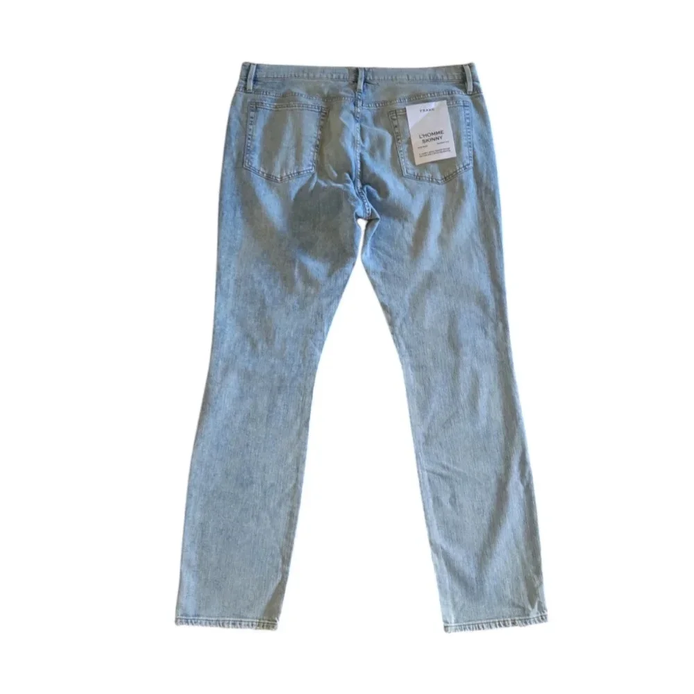 Frame Men's Denim L'Homme Skinny Fit Mid Rise Light Wash Distressed Jeans Sz 38